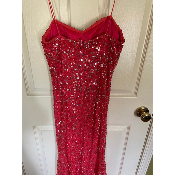 cache hot pink sequins long prom / evening dress womens size 2 - Picture 6 of 10